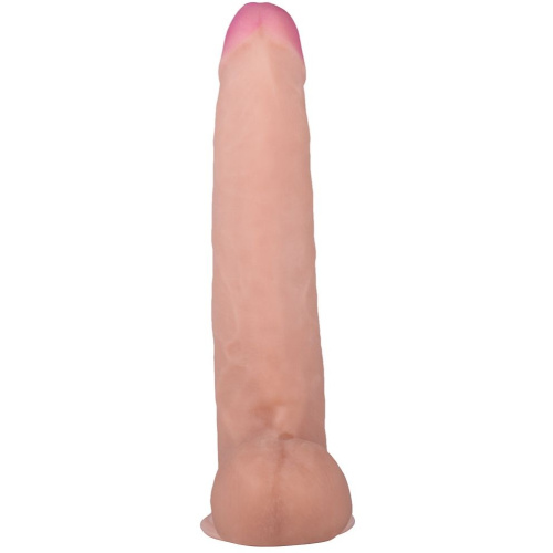 Реалистичный большой фаллос с мошонкой на присоске 19 см фото 4