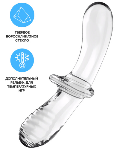 Двусторонний фаллос из стекла Satisfyer Double Crystal прозрачный 20 см фото 2