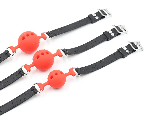 Кляп-шар из медицинского силикона красного цвета L фото 6