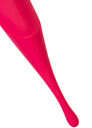 Вакуумный стимулятор с вибростимулирующим отростком Satisfyer Twirling Pro красный фото 8