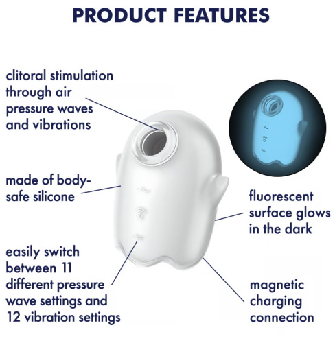 Вакуумно-волновой стимулятор с вибрацией Satisfyer Glowing Ghost фото 6