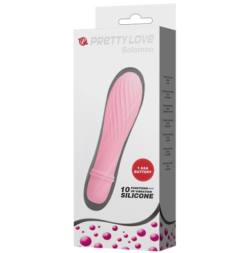 Классический мини вибратор с ребристой поверхностью Solomon нежно-розовый фото 8