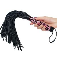 Мягкая розово-чёрная плеть БДСМ Whip Me Baby