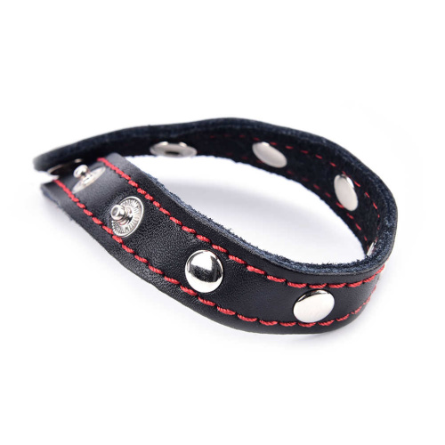 Кожаная утяжка на пенис с кнопками фото 5