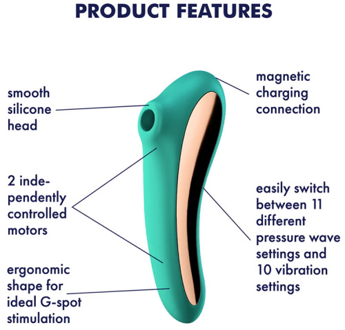 Вакуумно-волновой вибратор Satisfyer Dual Kiss зеленый ДЕФОРМИРОВАННАЯ УПАКОВКА фото 5