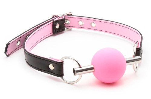 Розовый кляп-шар из медицинского силикона фото 3