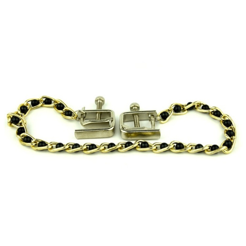 Квадратные зажимы с цепочкой Gold and Black фото 3