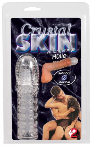 Прозрачная насадка на пенис с точечно-ребристым рельефом Crystal Clear фото 5