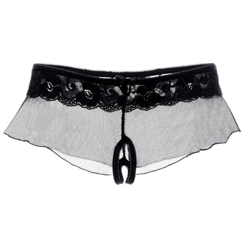 Эротические трусики-юбочка из стрейч-сетки черные р-р 50-52 фото 5