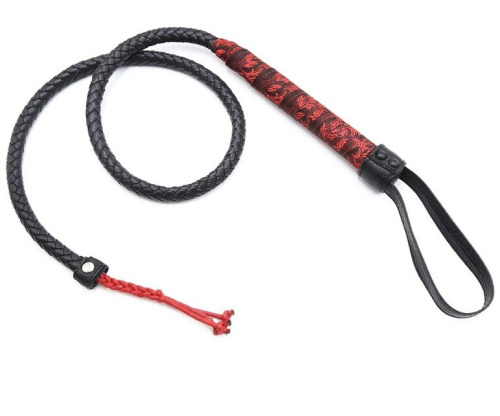 Черно-красный кнут с узорами 84 см фото 2