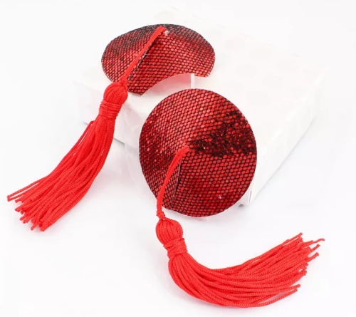 Пэстисы для груди красные с пайетками фото 3