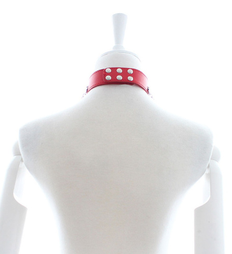 Ошейник БДСМ красного цвета с цепочками фото 4