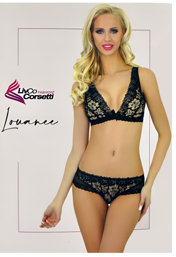 Изящный черный комплект с бежевым кружевом Louanee S/M фото 6
