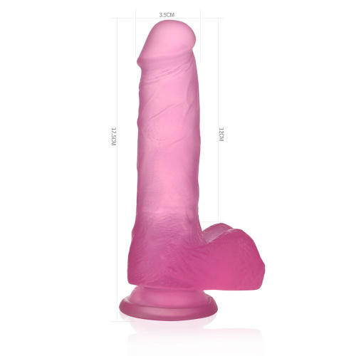 Розовый фаллос Jelly Studs Crystal Dildo Medium 18 см фото 2
