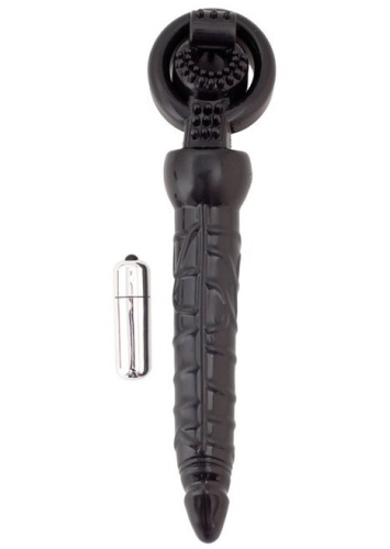 Вибронасадка для двойного проникновения Toyfa черная 24 см фото 5