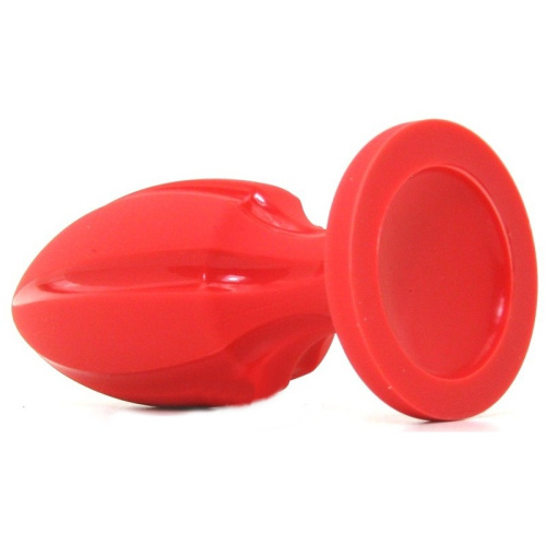 Красная анальная пробка The Rocket с продольными канавками фото 2