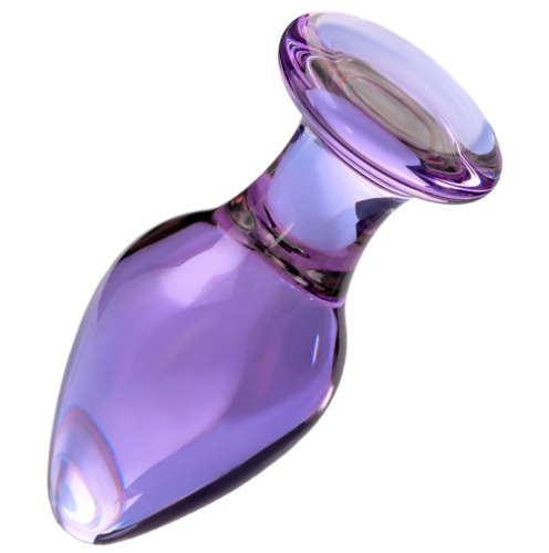 Фиолетовая анальная пробка из стекла 10 см фото 3