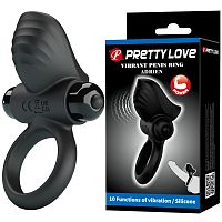 Эрекционное виброкольцо Pretty Love Vibrant Penis Ring Adrien черное