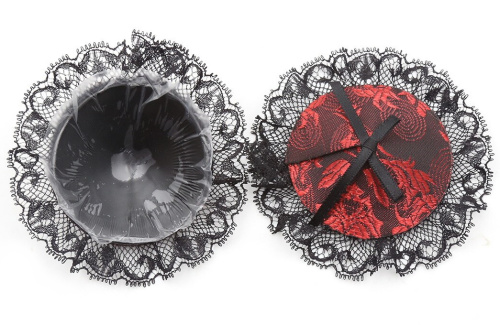 Красно-черные пэстисы с кружевом фото 2