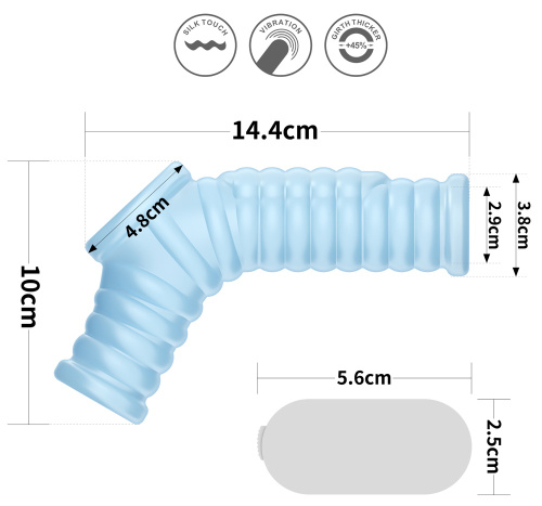 Рельефная насадка на пенис с вибрацией Wave Knights голубая фото 7