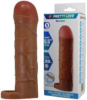 Удлиняющая насадка с креплением под мошонку Pretty Love Bunion мулат + 2,5 см