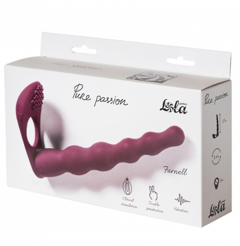 Вибронасадка для двойного проникновения Pure Passion Farnell бордовая фото 4