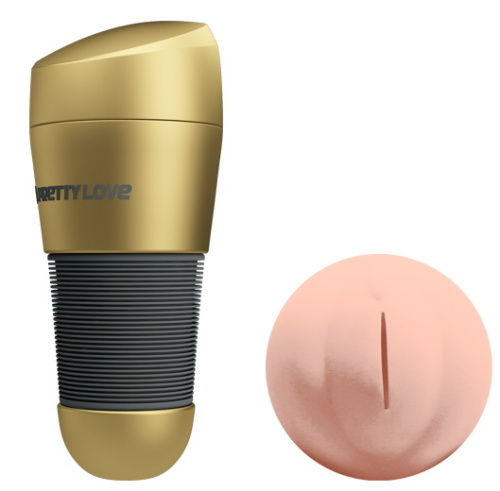 Мастурбатор-вагина в золотой колбе Pretty Love Kitty фото 4