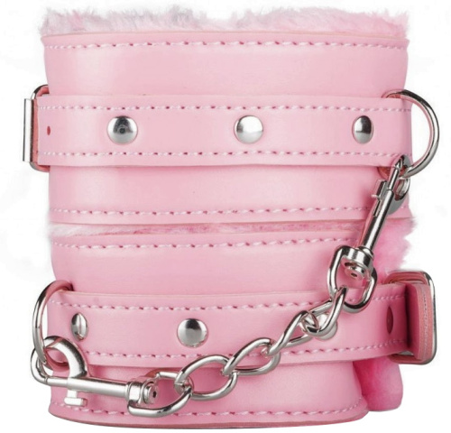 Розовые наручники с мехом фото 3
