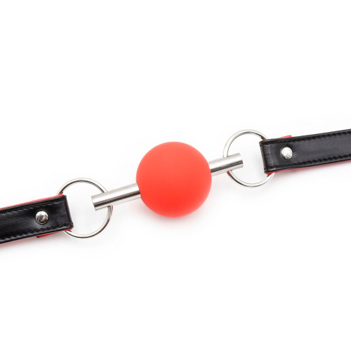 Красный кляп-шар из медицинского силикона фото 5