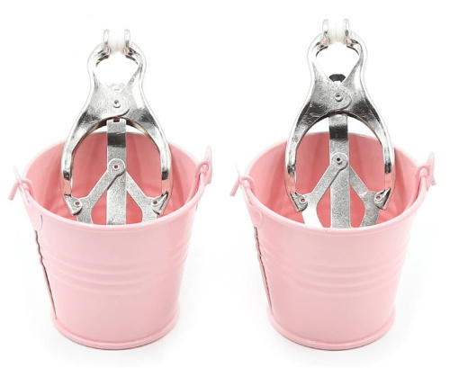 Серебряные клипсы на соски с розовыми ведерками фото 2