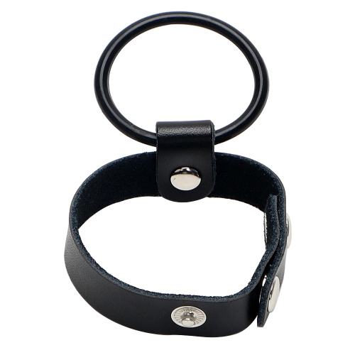 Кожаная утяжка на пенис с эрекционным кольцом