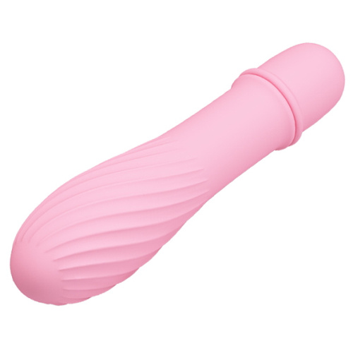 Классический мини вибратор с ребристой поверхностью Solomon нежно-розовый фото 3