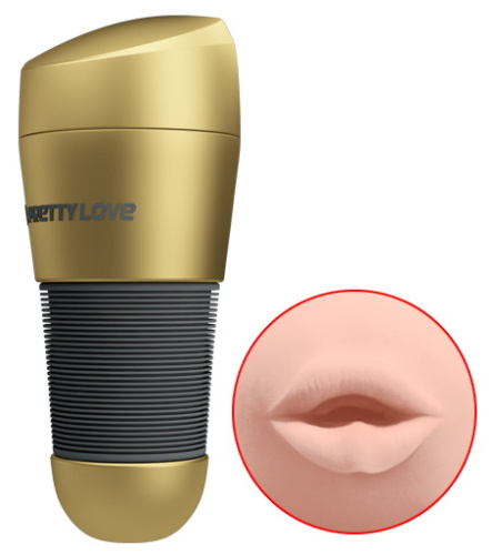 Мастурбатор-ротик в золотой колбе Pretty Love Kitty фото 4