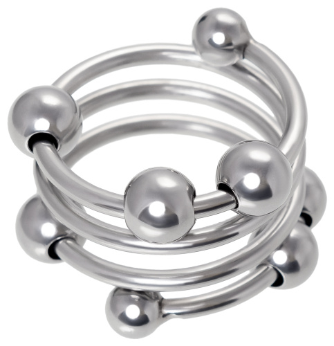 Металлическое кольцо с подвижными бусинами под головку пениса Metal by Toyfa фото 3