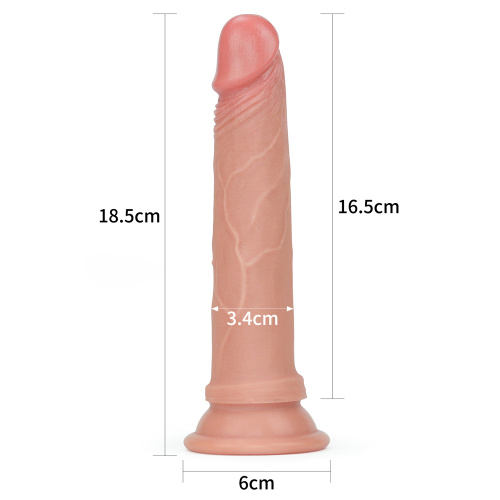 Фаллоимитатор на присоске телесный Dual-Layered Silicone Cock 19 см фото 3