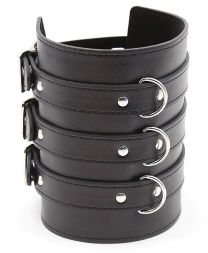 Широкий черный манжет на обе руки фото 3