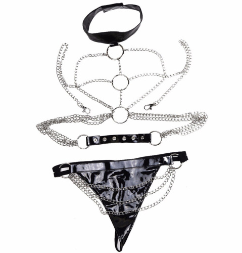 Топ из металлических цепочек и трусики фото 4