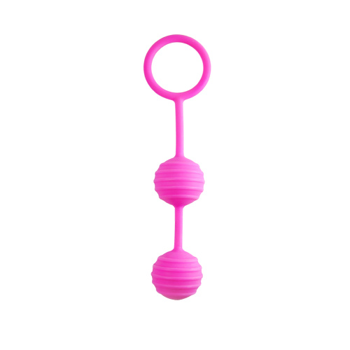 Вагинальные шарики Kegel ball розовые с рельефным рисунком фото 4