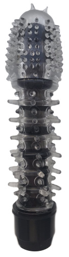 Черный вибростимулятор с насадкой