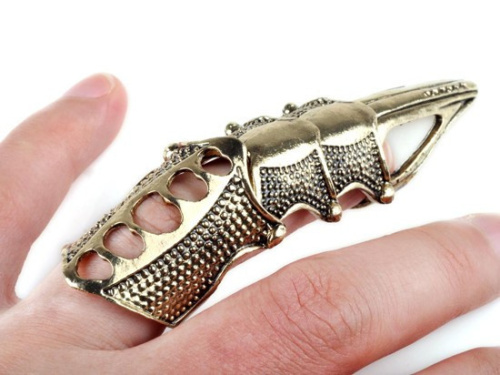 Кольцо-коготь на весь палец золотистого цвета фото 4