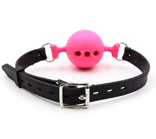 Дышащий кляп-шар из силикона Black-Pink M фото 3