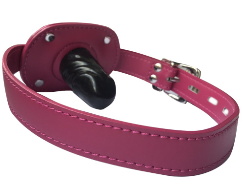 Кляп-фаллос на бордовом ремешке S фото 2