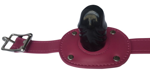 Кляп-фаллос на бордовом ремешке S фото 4