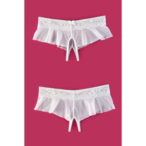 Эротические трусики-юбочка из стрейч-сетки белые р-р 42-44 фото 3