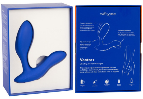 Регулируемый смарт-вибромассажер простаты We-Vibe Vector Plus синий фото 15