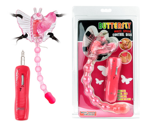 Вибробабочка с вагинальным отростком и анальным стимулятором Butterfly Mini фото 2