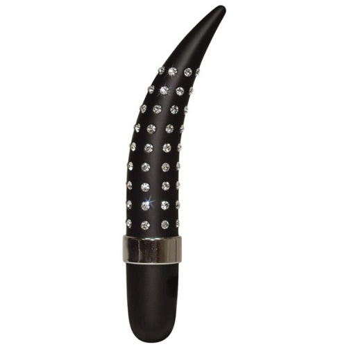 Изогнутый вибратор со стразами Glamorous 14 см фото 2