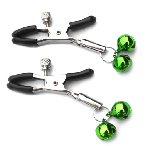 Зажимы для сосков с двойными зелеными бубенчиками