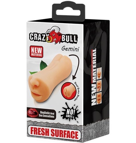 Двусторонний мастурбатор Crazy Bull Gemini вагина и ротик фото 6
