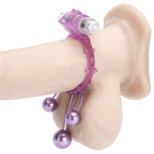 Виброкольцо с 3 утяжеляющими шариками розовое Ball Banger Cock Ring фото 2